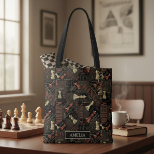 Bolsa Tote Termos e Peças de Xadrez Cobre e Ouro ID784