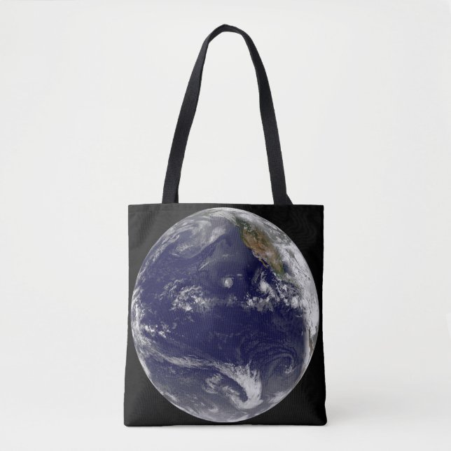 Bolsa Tote Terra Com Três Ciclones Tropicais No Pacífico. (Frente)