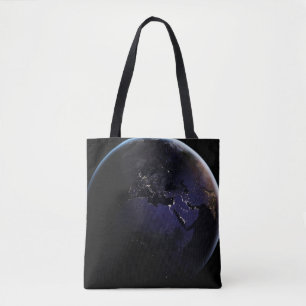 Bolsa Tote Terra De cheio Mostrando As Luzes Da Cidade Da Eur