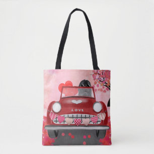 Bolsa Tote Terra nova no carro com corações