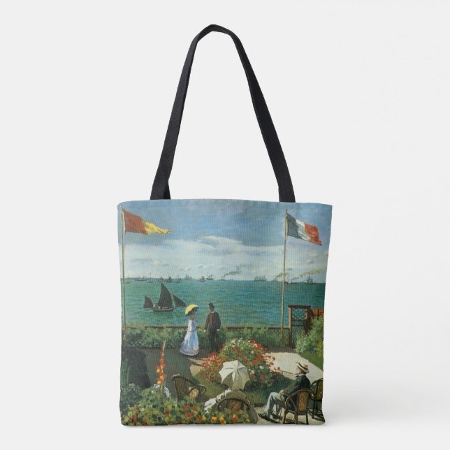 Bolsa Tote Terrace no litoral por Claude Monet (Verso)