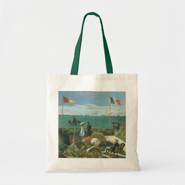 Bolsa Tote Terrace no litoral por Claude Monet (Frente)