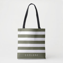 Bolsa Tote Terrário Moderno Padrão de Listra Verde Musgo