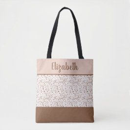 Bolsa Tote Terrazzo Marrom e Bege e Branco Abstrato 