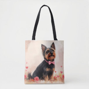 Bolsa Tote Terrier Australiano com Rosas - Dia dos Namorados