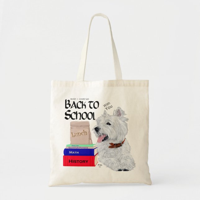 Bolsa Tote Terrier Branco do West Highland de Volta à Escola (Frente)