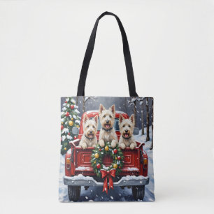 Bolsa Tote Terrier Branco do West Highland no Caminhão Vermel