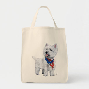 Bolsa Tote Terrier Branco do West Highland Patriótico