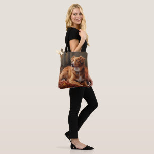 Bolsa Tote Terrier de Nova Scotia no Outono Folhas Caem