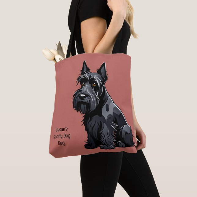 Bolsa Tote Terrier Escocês, Cachorro Escocês. Editável  (Close Up)