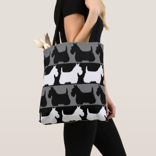 Bolsa Tote Terrier Escocês preto/vermelho/branco, cachorro da