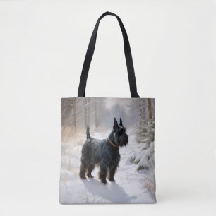 Bolsa Tote Terrier escocês que deixe nevar o Natal