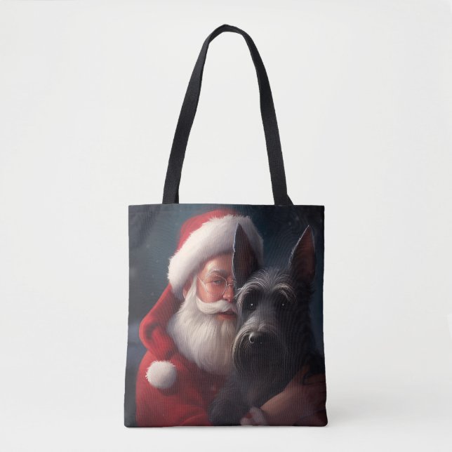 Bolsa Tote Terrier Santa Claus Festivo Natal (Frente)