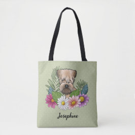 Bolsa Tote Terrier Wheaten de Capa Macia Flores Coloridas Ver