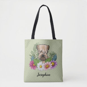 Bolsa Tote Terrier Wheaten de Capa Macia Flores Coloridas Ver