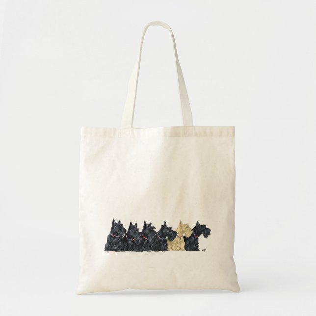 Bolsa Tote Terriers Escoceses Pretos e Trigos (Frente)