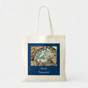 Bolsa Tote Tesouros de praia Bolsas bolsas Vidros do mar azul
