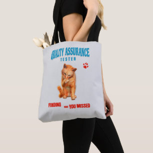 Bolsa Tote Testador de QA Humor de Gato