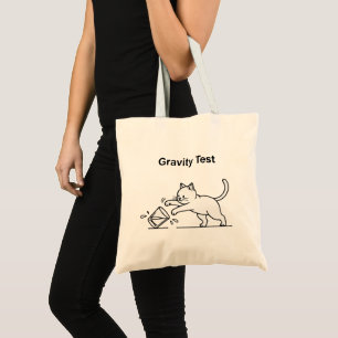 Bolsa Tote Teste da Gravidade de Gato Engraçado   Humor de Ga