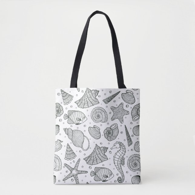 Bolsa Tote Teste padrão 3 dos habitantes do oceano (Frente)