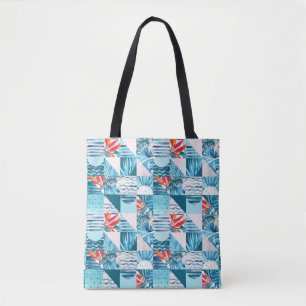 Bolsa Tote Teste padrão abstrato geométrico da cerceta