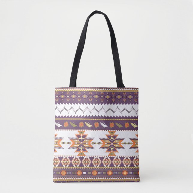 Bolsa Tote Teste padrão asteca colorido (Frente)