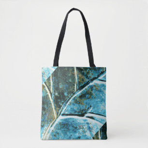 Bolsa Tote teste padrão azul da folha do metal
