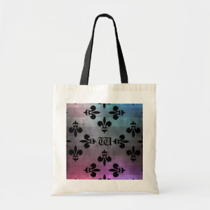Bolsa Tote Teste padrão bonito da flor de lis monogrammed