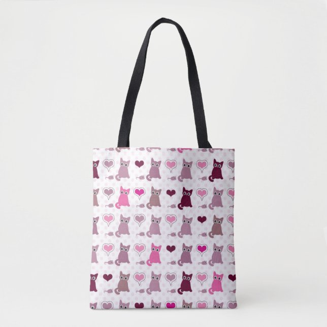 Bolsa Tote Teste padrão bonito das meninas do gatinho (Frente)