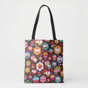 Bolsa Tote Teste padrão bonito do bolo do copo