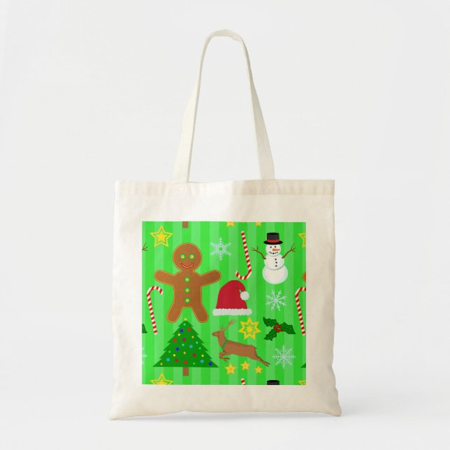 Bolsa Tote Teste padrão bonito do feriado da colagem do Natal (Frente)