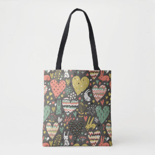 Bolsa Tote Teste padrão bonito dos coelhos do amor com