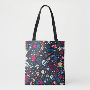 Bolsa Tote teste padrão bonito dos pássaros e de flores