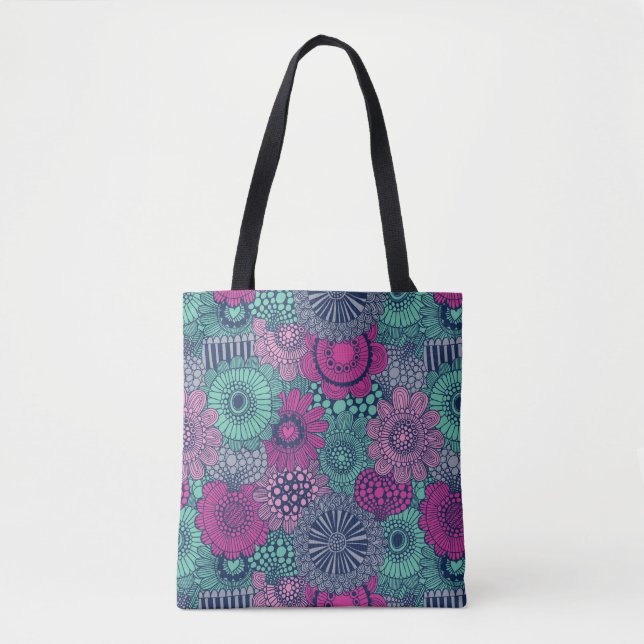 Bolsa Tote Teste padrão brilhante à moda de flores lindos (Frente)