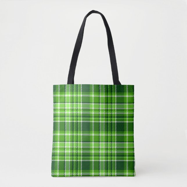 Bolsa Tote Teste padrão Checkered da cor verde (Frente)