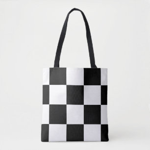 Bolsa Tote Teste padrão Checkered moderno preto e branco