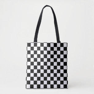 Bolsa Tote Teste padrão clássico do branco do preto do
