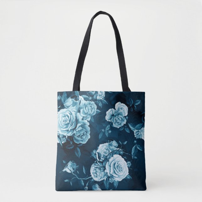 Bolsa Tote Teste padrão clássico do rosa do azul (Frente)
