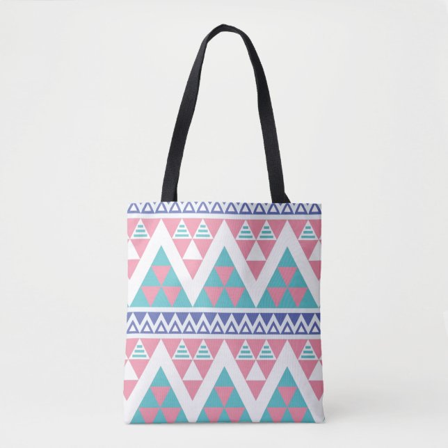 Bolsa Tote Teste padrão colorido asteca tribal (Frente)