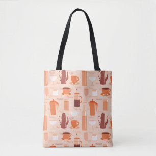 Bolsa Tote Teste padrão com bebidas e texto