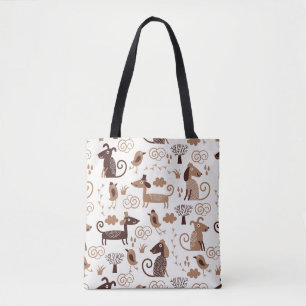 Bolsa Tote teste padrão com cães bonitos