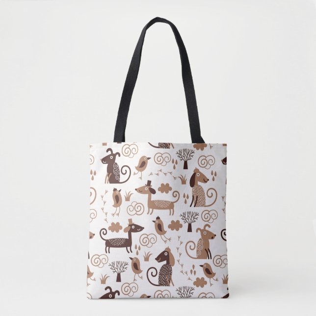 Bolsa Tote teste padrão com cães bonitos (Frente)