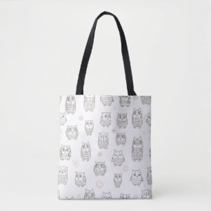 Bolsa Tote Teste padrão com corujas