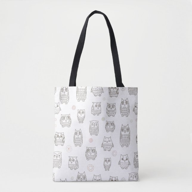 Bolsa Tote Teste padrão com corujas (Frente)