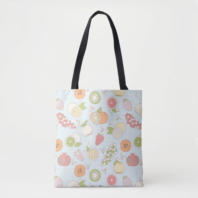 Bolsa Tote Teste padrão com frutas e bagas (Frente)