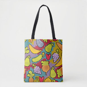 Bolsa Tote Teste padrão com frutas e legumes