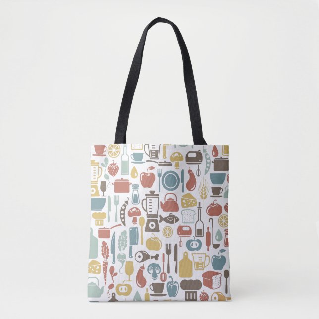 Bolsa Tote Teste padrão com ícones do cozinhar (Frente)