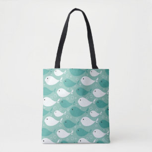 Bolsa Tote teste padrão com peixes