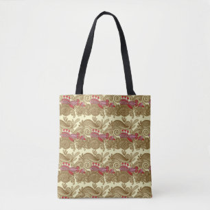Bolsa Tote Teste padrão com peixes e onda