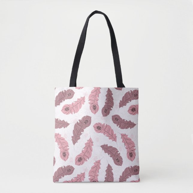 Bolsa Tote teste padrão com penas do pavão (Frente)